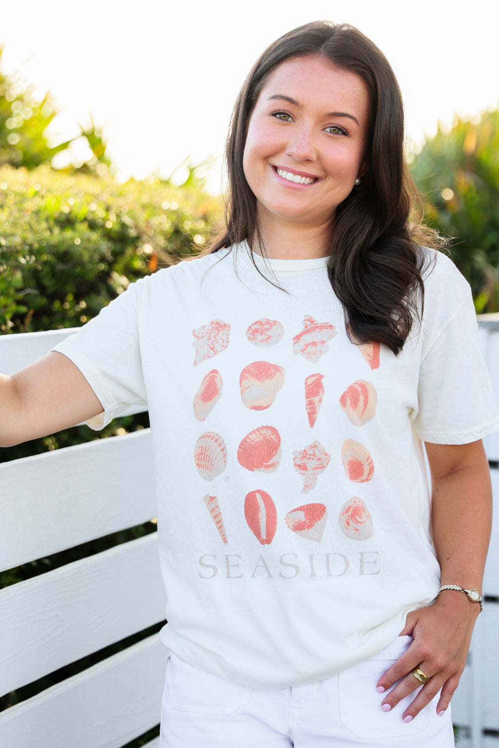 Seaside Shell Tee Peach Orange Shells 