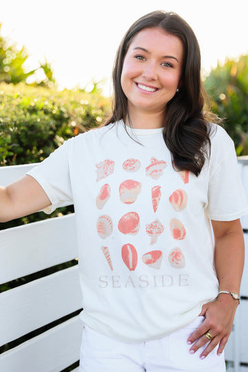 Seaside Shell Tee Peach Orange Shells 