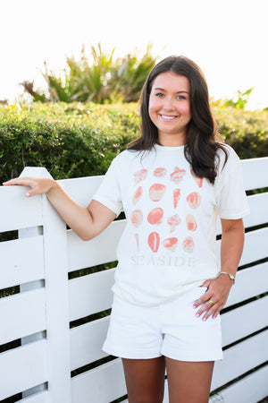 Seaside Shell Tee white with orange peach shells