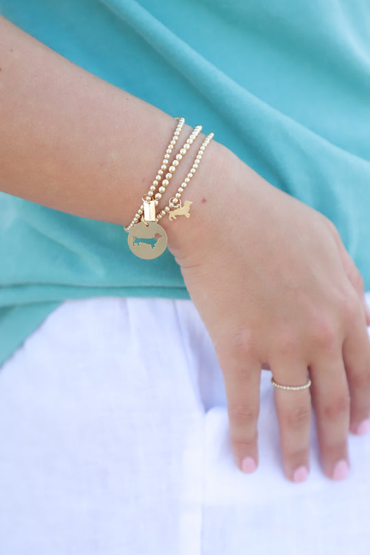 Classic 3mm Gold Bracelet with Seaside Tag