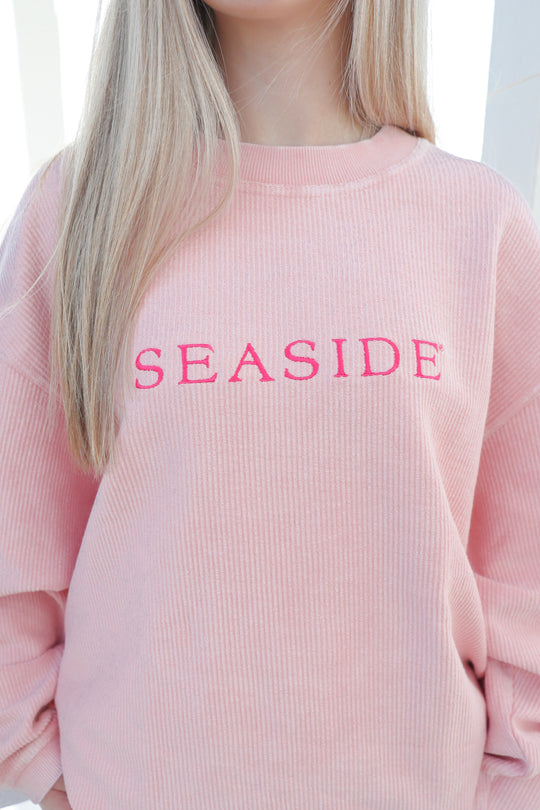 Pink Seaside Corded Embroidered Sweatshirt