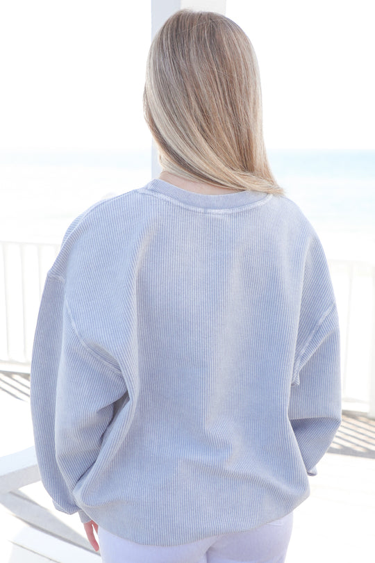 Chambray Seaside Corded Embroidered Sweatshirt