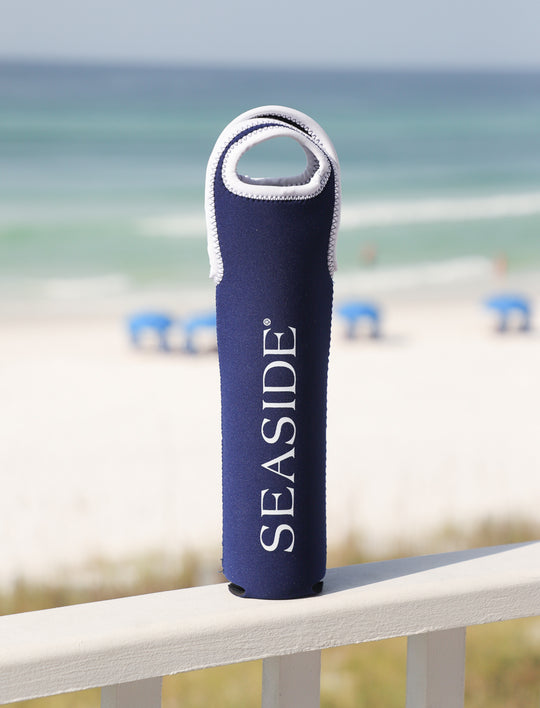 Navy Seaside Insulated Wine Tote
