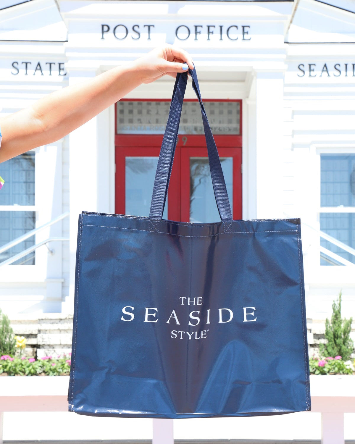 Navy Seaside Reusable Bag