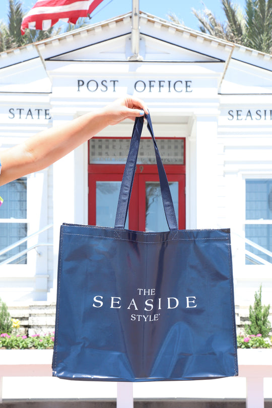 Navy Seaside Reusable Bag