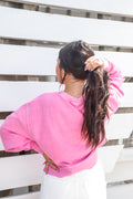 Bubblegum Cropped Corded Seaside Sweatshirt