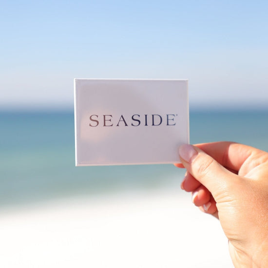 White and Navy Rectangle Seaside Magnet 