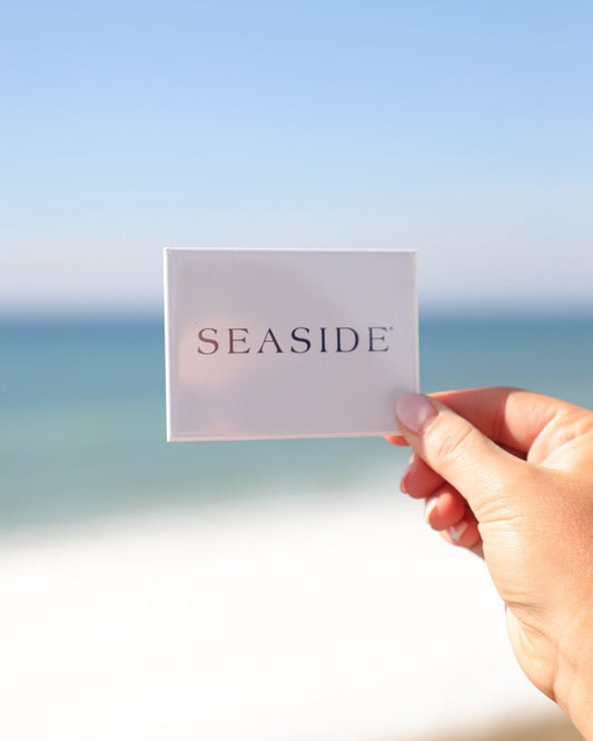 White and Navy Rectangle Seaside Magnet 