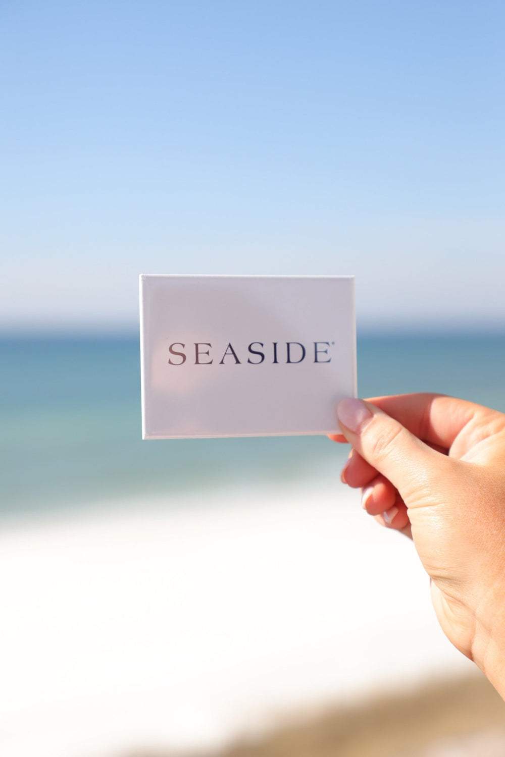 White and Navy Rectangle Seaside Magnet 