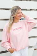 Blossom Light Pink SEASIDE® Sweatshirt with Hot Pink Lettering