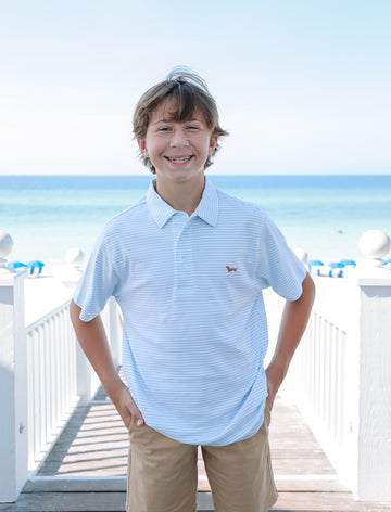 Blue Stripe Youth Bud Polo