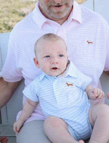 Blue Stripe Infant Bud Polo Onesie