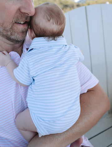 Blue Stripe Infant Bud Polo Onesie