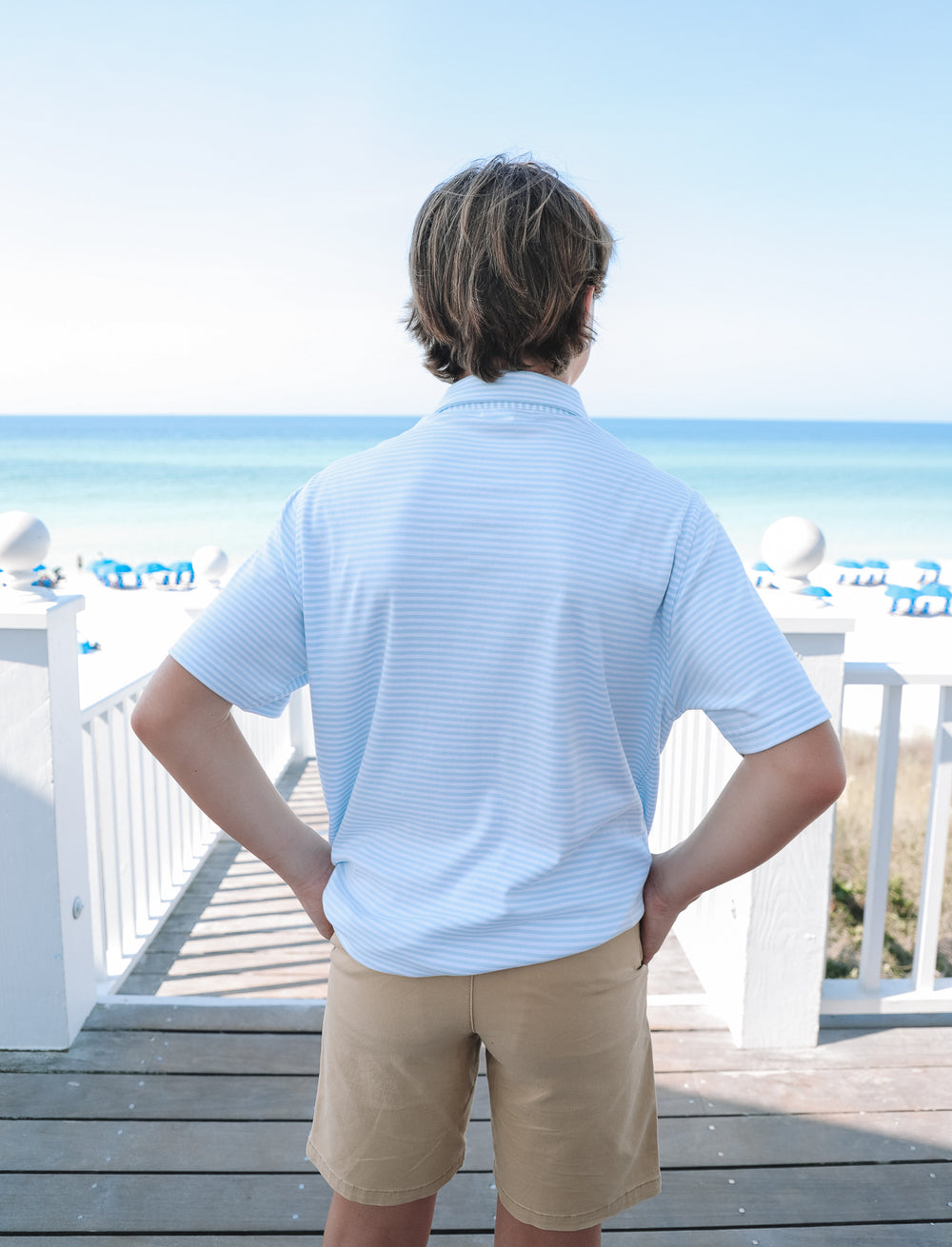 Blue Stripe Youth Bud Polo