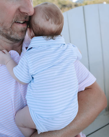 Blue Stripe Infant Bud The Dachshund Polo Onesie Seaside Florida