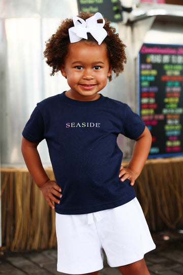 Toddler Navy Blue Colors of Seaside rainbow Tee