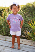 Toddler Purple Seaside Post Office Tee with Bud the Dachshund