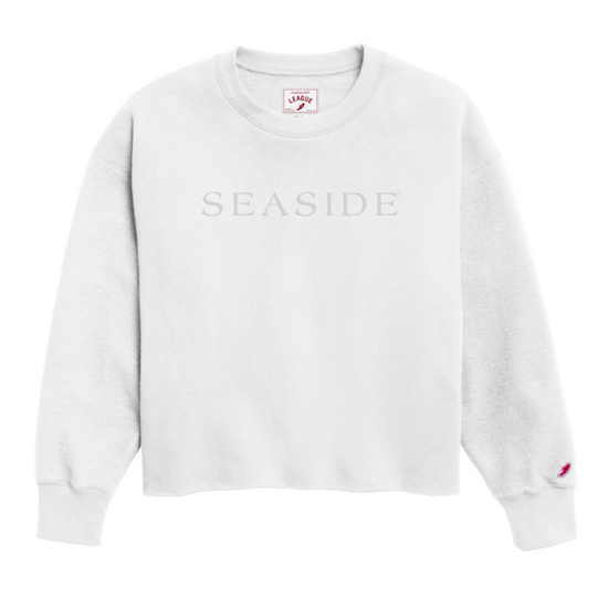 White Seaside Reverse Fleece Midi Sweatshirt