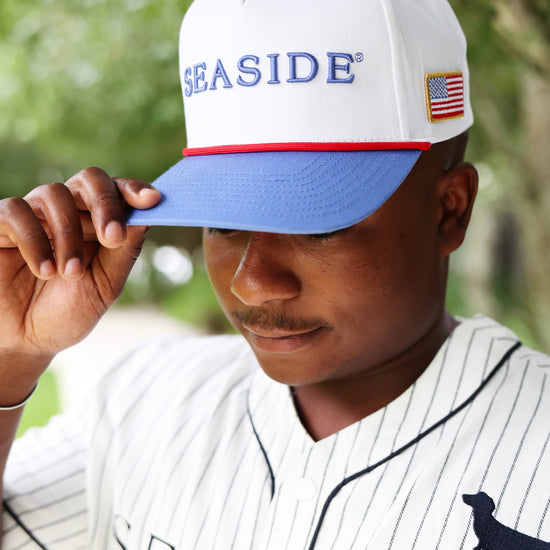 American flag patch on side of Seaside FL snapback hat