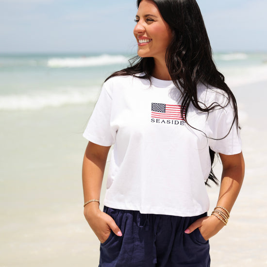 White American Flag Seaside Crop Tee 30A Seaside Florida 