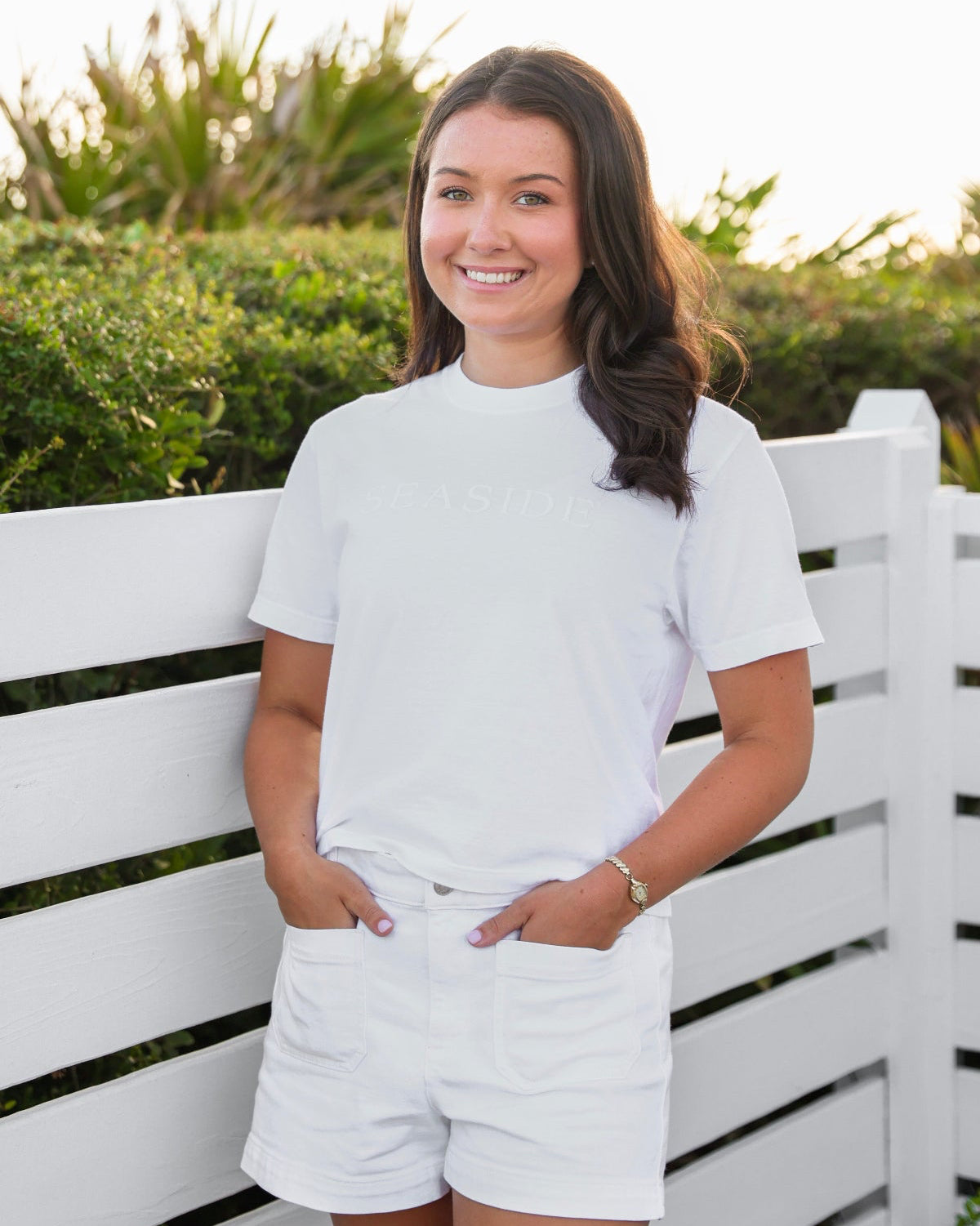 White Cropped Seaside Tee