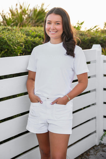 White Cropped Seaside Tee