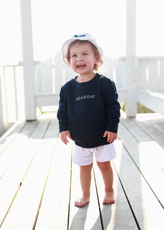 White Infant Bud the Dachshund Bucket Hat Navy 