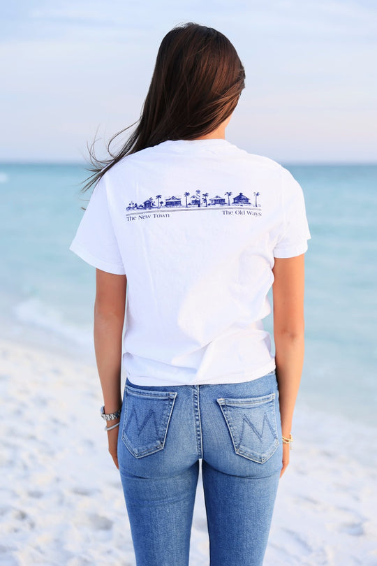 White Shortsleeve Unisex Seaside Tee