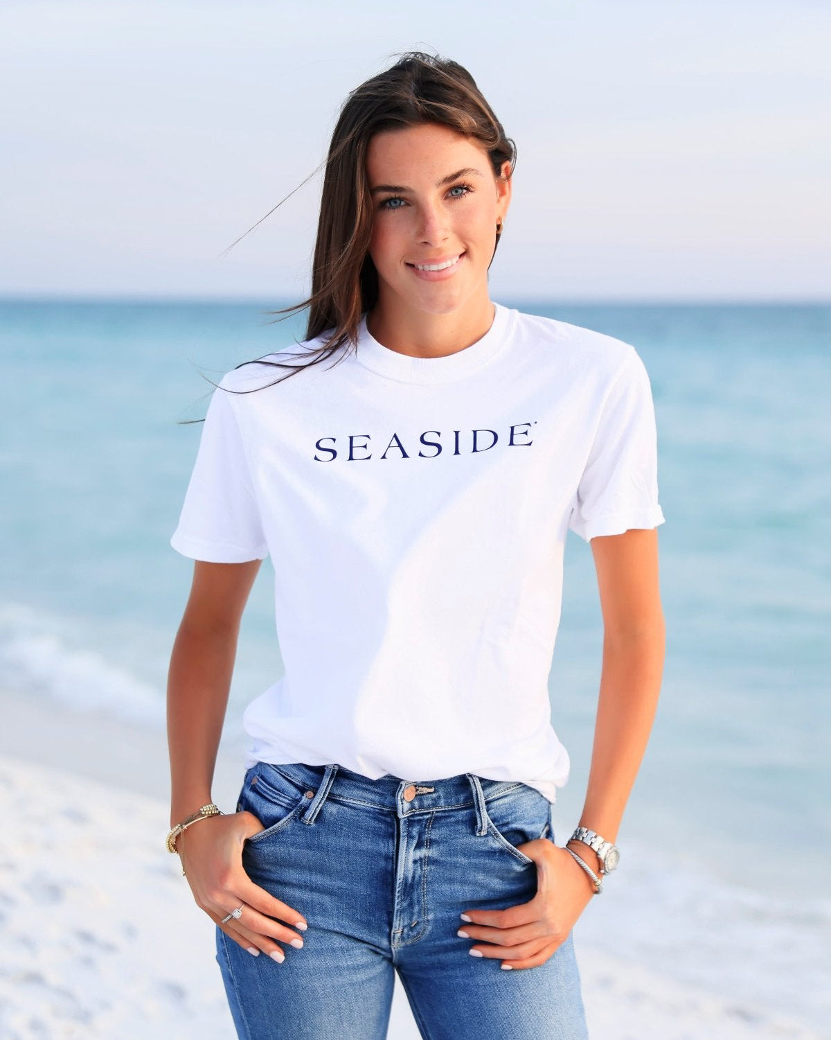 White Shortsleeve Unisex Seaside Tee