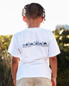 Youth Unisex White SEASIDE® Tee with Navy Lettering