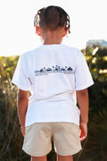 Youth Unisex White SEASIDE® Tee with Navy Lettering