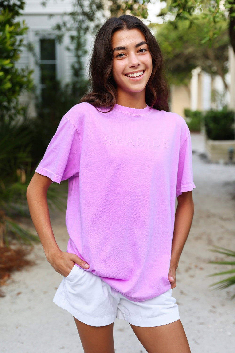 Bright Berry Unisex Seaside Tee Monochrome Purple