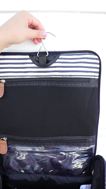 Navy Stripe Hanging Seaside Travel Kit