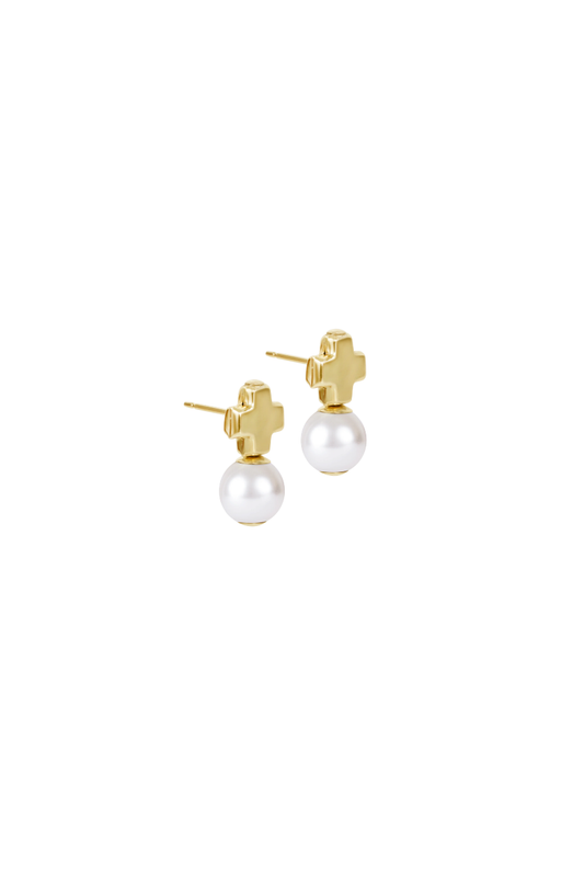 enewton signature cross small gold studs classic pearl