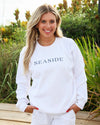 white seaside unisex sweatshirt