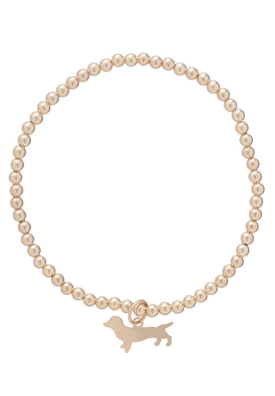 Classic 3mm Gold Bud the Dachshund Seaside Bracelet