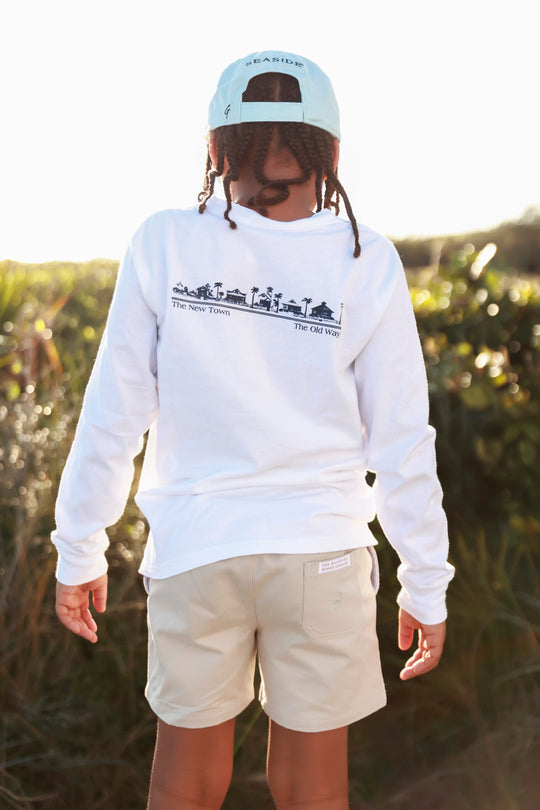 Youth White Long Sleeve Newtown Tee