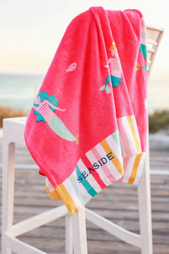 Pink Mermaid Seaside Beach Towel