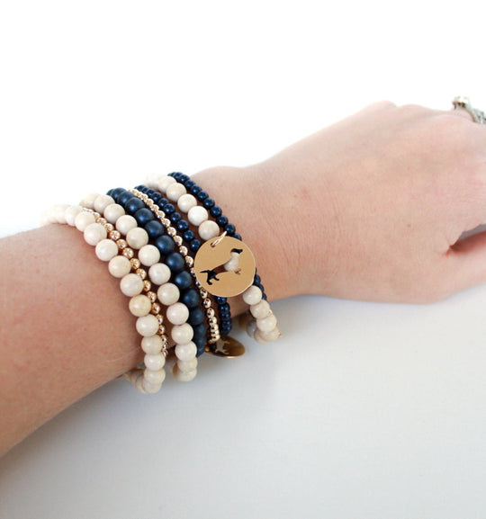 Navy Promise Bracelet with Bud Disc