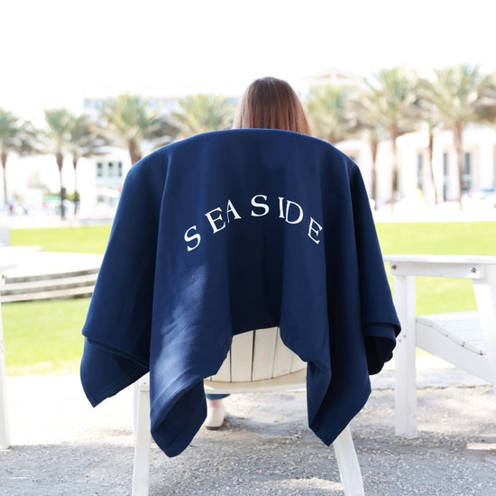 Navy Seaside Sweatshirt Blanket