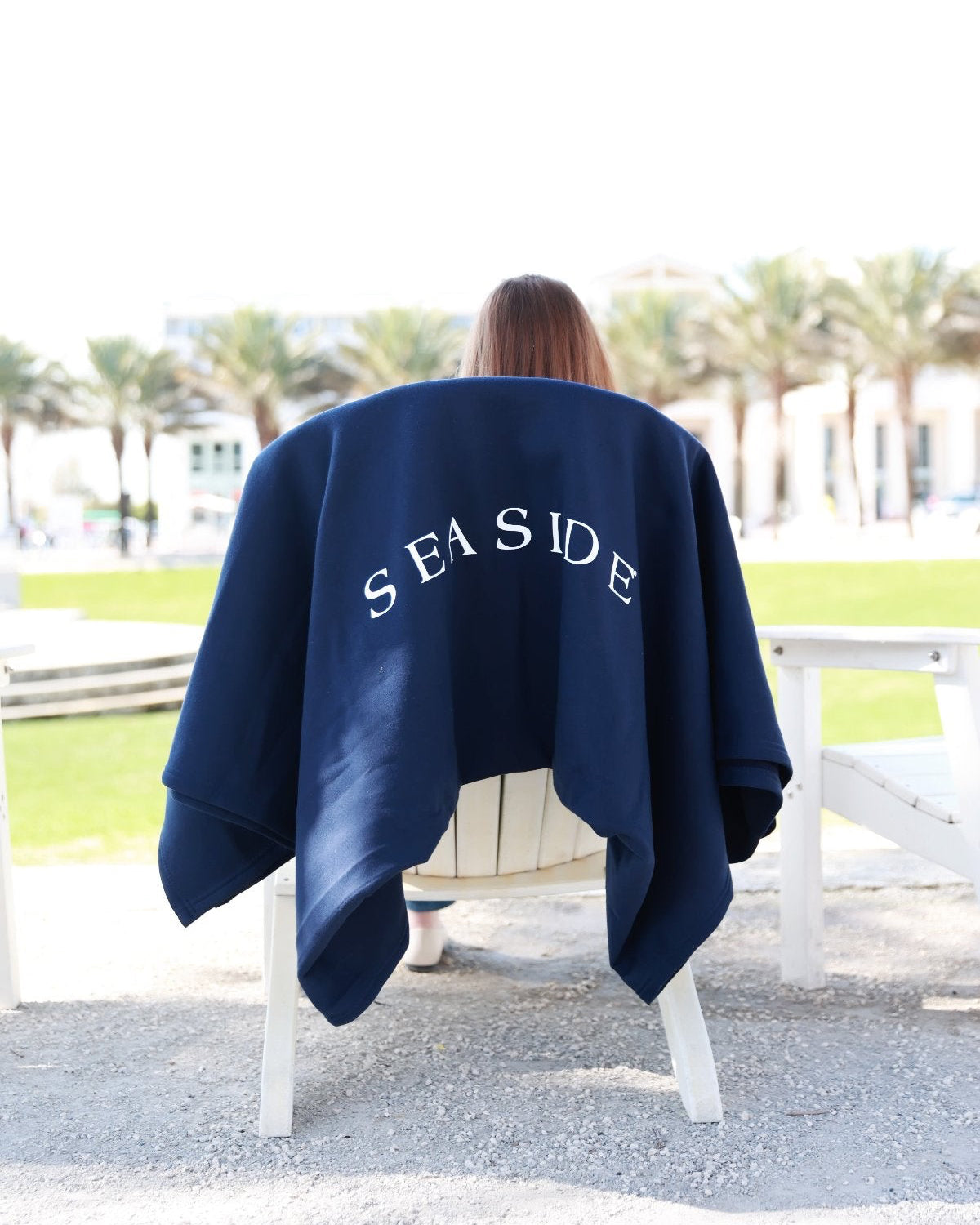 Navy Seaside Sweatshirt Blanket