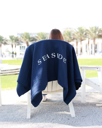 Navy Seaside Sweatshirt Blanket