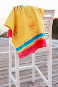 Yellow Seaside Beach Towel with Suns