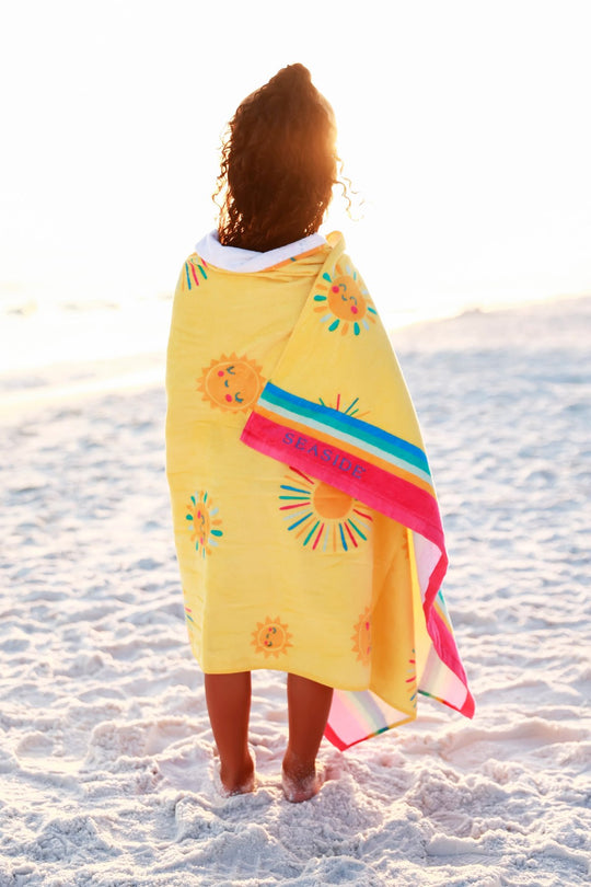 Yellow Seaside Beach Towel with Suns