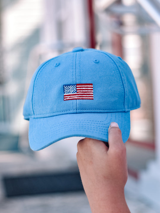 Light Blue American Flag Youth Hat