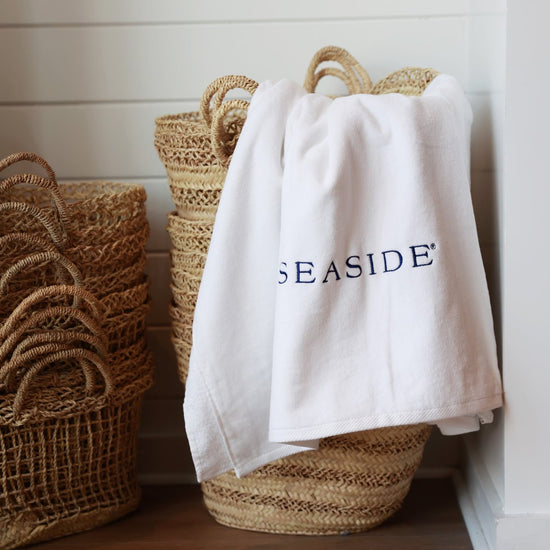 White Embroidered Seaside Beach towel